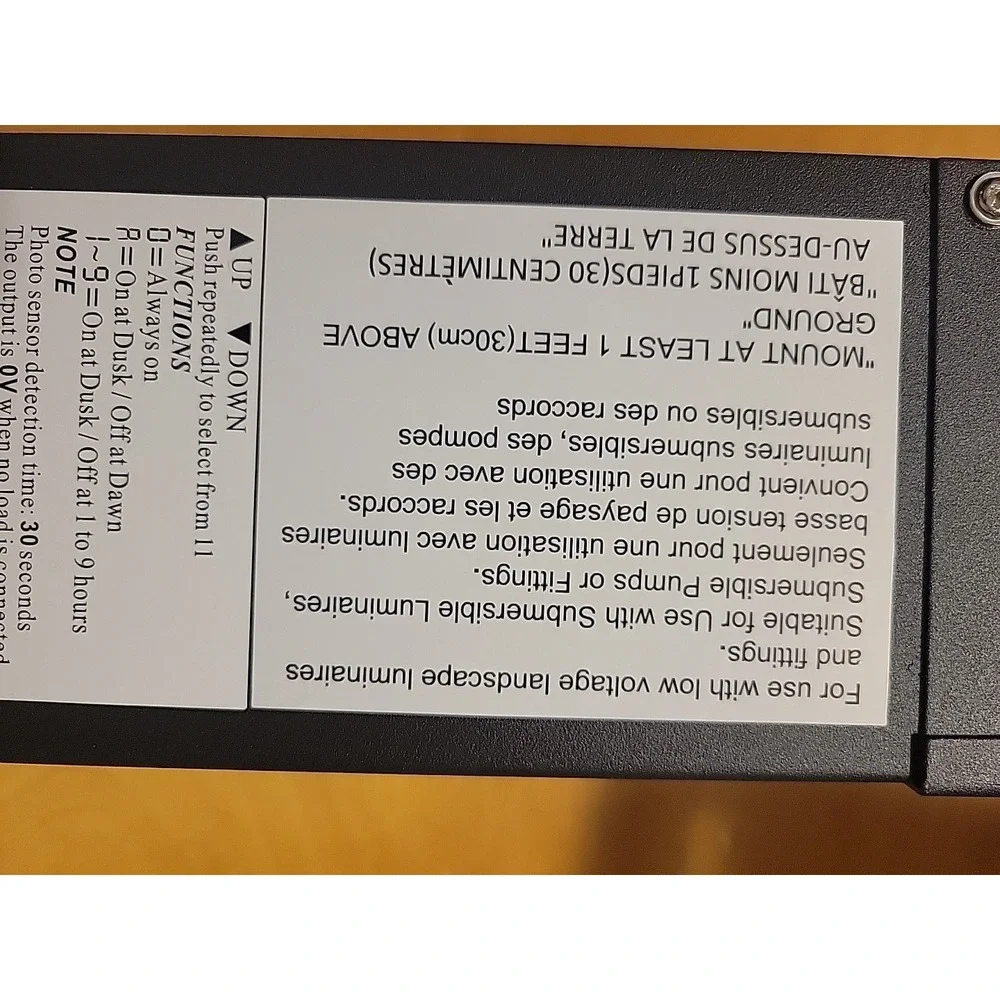 200W Waterproof Low Voltage‎ Transformer with Timer & Photocell for LED Lights